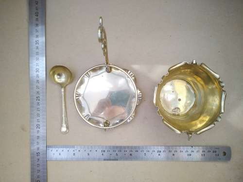 Vintage! England - Art Nouveau - Silver Plate - 3 Piece - Lily Design - Sugar Bowl In Caddy Tray