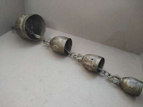 Vintage! Embossed Cascading Indian Brass 4 Tier Bell / Chime