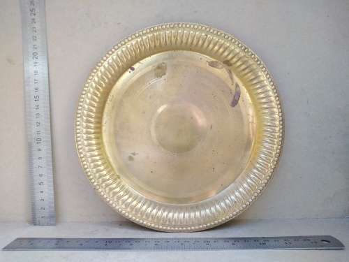Vintage!  Round - Pressed Brass Plate / Tray