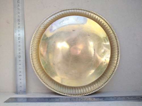 Vintage!  Round - Pressed Brass Plate / Tray