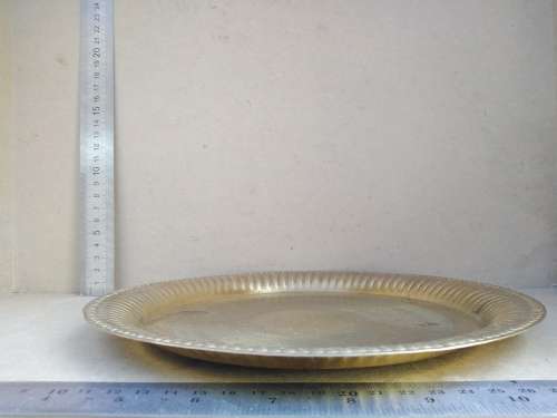Vintage!  Round - Pressed Brass Plate / Tray