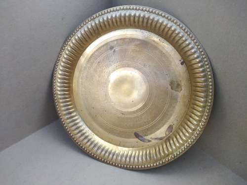 Vintage!  Round - Pressed Brass Plate / Tray