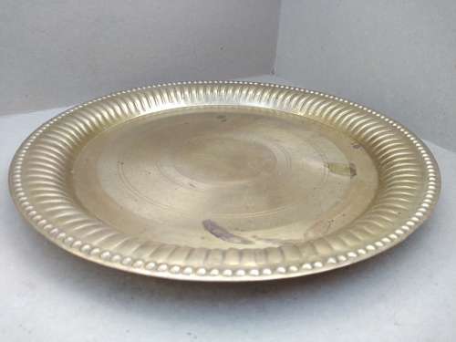 Vintage!  Round - Pressed Brass Plate / Tray