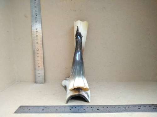 Vintage! Natural Cow Horn - Hand Carved - Bird Figurine - Pen Holder