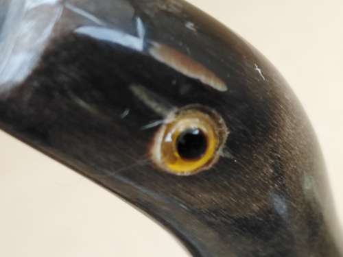 Vintage! Natural Cow Horn - Hand Carved - Bird Figurine - Pen Holder