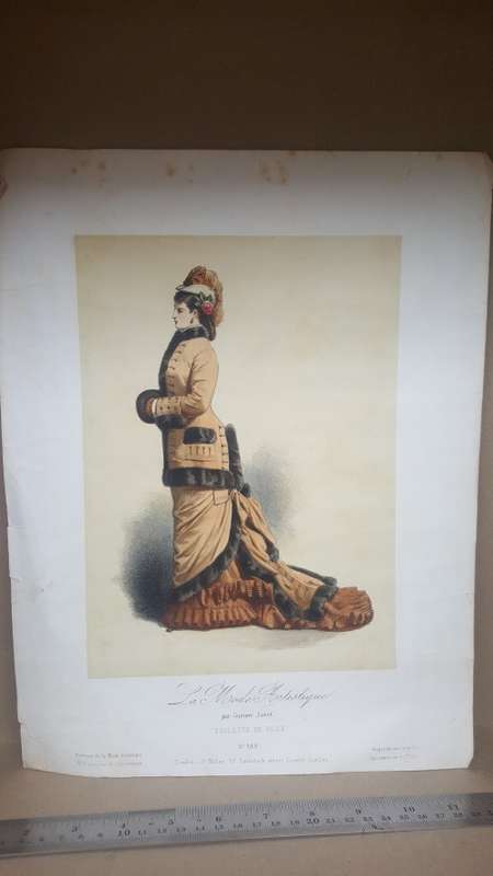Antique! Fashion Print No.189 Published By La Mode Artistique, ca 1876 - Hand-Colored Lithograph