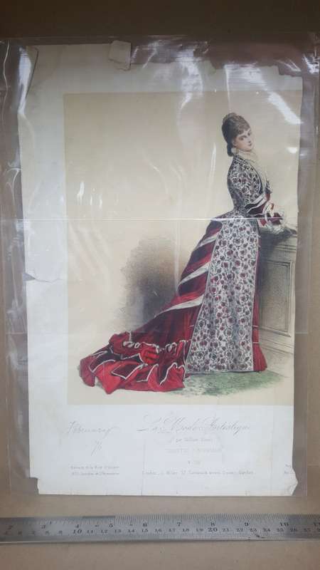 Antique!  Fashion Print No.170 Published By La Mode Artistique, ca 1876 - Hand-Colored Lithograph