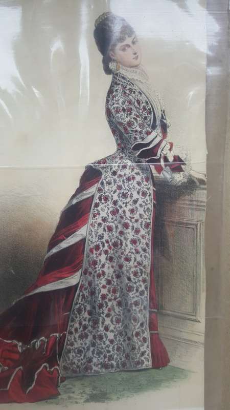 Antique!  Fashion Print No.170 Published By La Mode Artistique, ca 1876 - Hand-Colored Lithograph