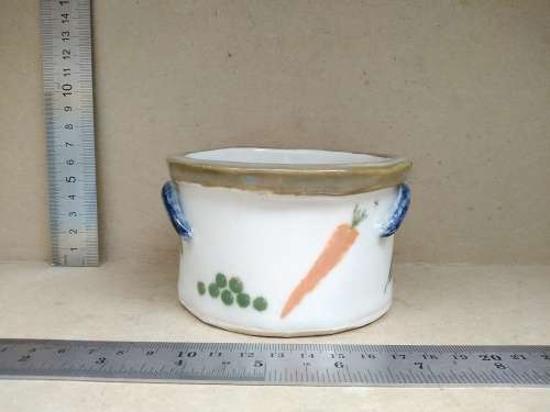 Vintage! Hand Made /Painted - Vegetables- Pottery Bowl (Signed)