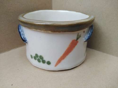 Vintage! Hand Made /Painted - Vegetables- Pottery Bowl (Signed)