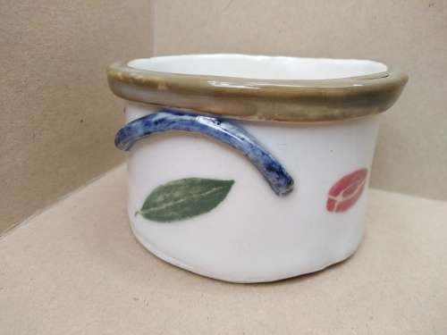 Vintage! Hand Made /Painted - Vegetables- Pottery Bowl (Signed)