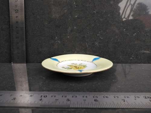 Vintage German Arzberg Porcelain Yellow Floral Pattern Small Saucer Signed