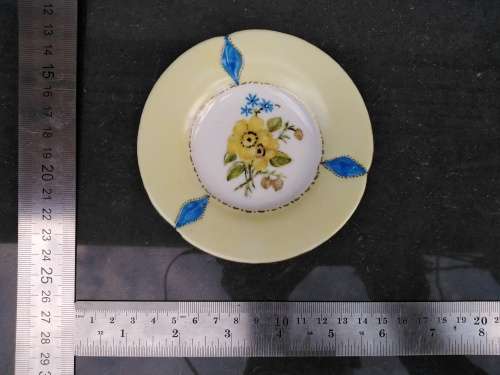 Vintage German Arzberg Porcelain Yellow Floral Pattern Small Saucer Signed