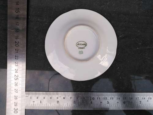 Vintage German Arzberg Porcelain Yellow Floral Pattern Small Saucer Signed