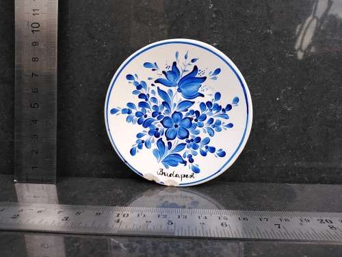Vintage! Budapest - Hand Painted - Blue Floral - Wall Hanging - Small Saucer