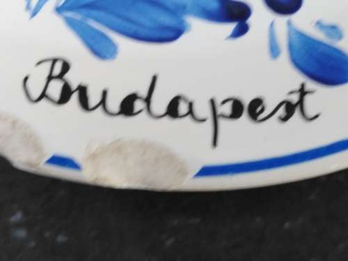 Vintage! Budapest - Hand Painted - Blue Floral - Wall Hanging - Small Saucer