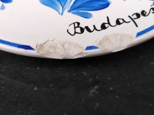 Vintage! Budapest - Hand Painted - Blue Floral - Wall Hanging - Small Saucer