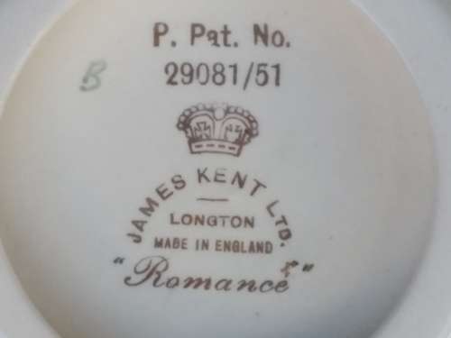 Vintage! James Kent Ltd - Longton England - `Romance` - Porcelain Trinket Pin Tray
