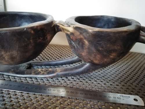 Africana! RARE! Zulu - 3 Bowl Meat Platter With Lids- Carved Wood