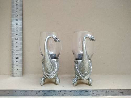 Frankli Wild By Royal Selangor - Wild Rhino Barware - Pair Of Pewter & Glass Cups