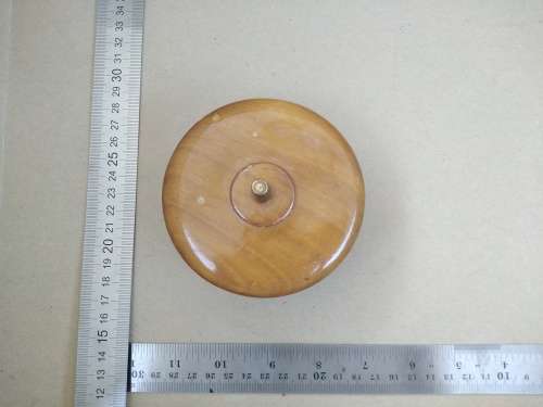 Vintage! Copper Vanity / Powder Puff Pot / Trinket Box With Wooden Lid