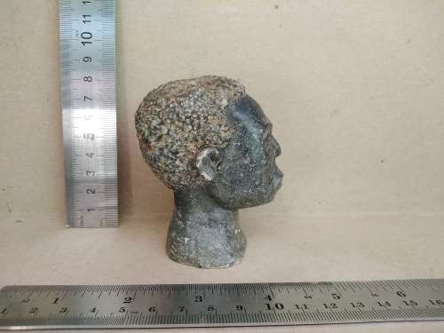 Africana! - Hand Carved! Polished Stone Bust- Young Man Sculpture.
