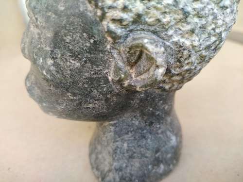 Africana! - Hand Carved! Polished Stone Bust- Young Man Sculpture.