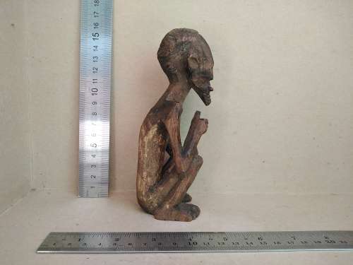 African! - Hand Carved - Old Man On Haunches- Thumbs Up