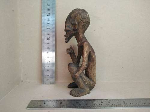 African! - Hand Carved - Old Man On Haunches- Thumbs Up