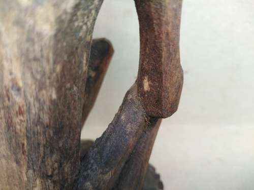African! - Hand Carved - Old Man On Haunches- Thumbs Up