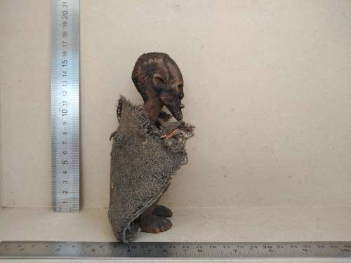 African! - Hand Carved - Old Man On Haunches- Thumbs Up