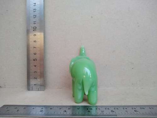 Feng Shui - Miniature Jade Green Glass? Elephant - Hand Crafted Collectible Statue Figurine