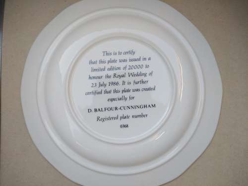 Vintage! England - Commemorative Plate 1986 Prince Andrew & Sarah Ferguson