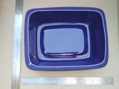 Vintage! Hand Painted Navy Ceramic Casserole Dish