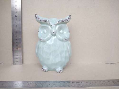 Vintage! Ceramic Teal Owl With A Distressed Finish