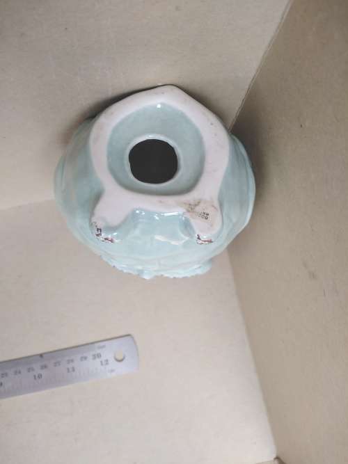 Vintage! Ceramic Teal Owl With A Distressed Finish
