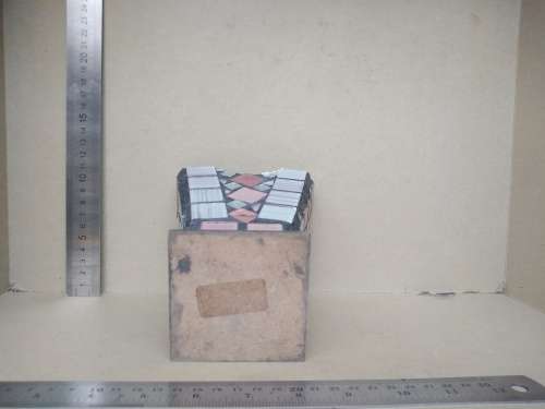 Vintage! 13.5cm Plywood And Mosaic Pen / Pencil Holder