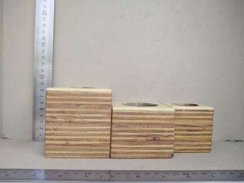 Vintage! Baltic Birch Plywood Cube- Set Of 3 Tealight Candle Holders
