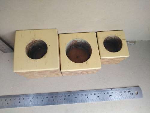 Vintage! Baltic Birch Plywood Cube- Set Of 3 Tealight Candle Holders