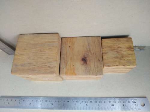 Vintage! Baltic Birch Plywood Cube- Set Of 3 Tealight Candle Holders
