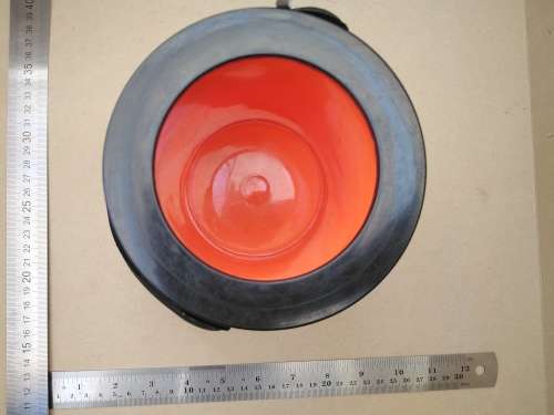 Vintage! Black Faux Leather Ice Bucket With Handle & Orange Interior.