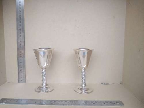 Vintage! Spain - A Lara - Silver Plated - Pair Of Grapevine Stem - Goblet / Chalice