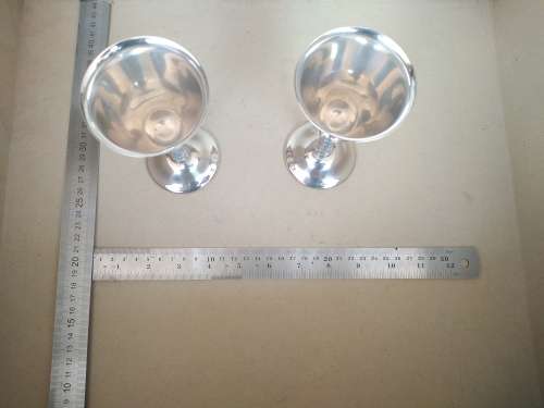 Vintage! Spain - A Lara - Silver Plated - Pair Of Grapevine Stem - Goblet / Chalice