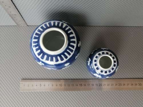 Antique! Chinese Porcelain - Kangxi - Blue & White - Pair Of Prunus Ginger Jars - Marked To Base