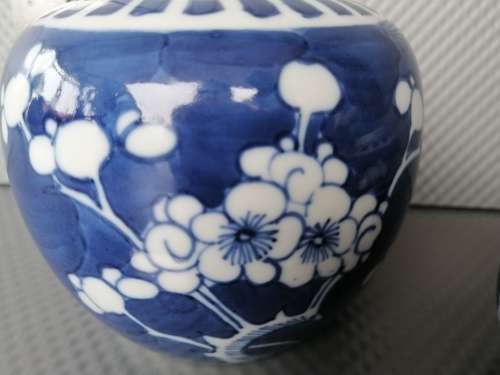 Antique! Chinese Porcelain - Kangxi - Blue & White - Pair Of Prunus Ginger Jars - Marked To Base