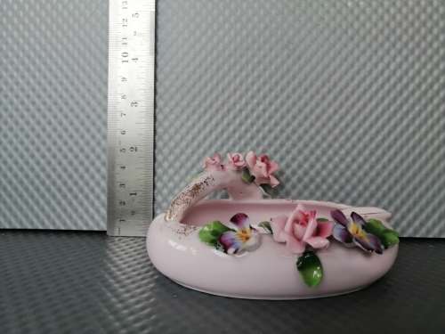 Vintage! Lefton China & Kingsway - Hand Painted Porcelain - Pink/Blue Floral - Swan Ashtray Lot
