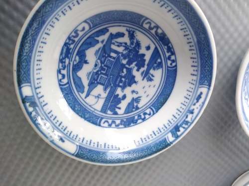 Vintage! Chinese - Canton Blue Willow - JingDeZhen - Set Of 4 Rice Bowls