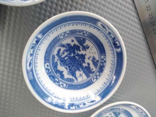 Vintage! Chinese - Canton Blue Willow - JingDeZhen - Set Of 4 Rice Bowls