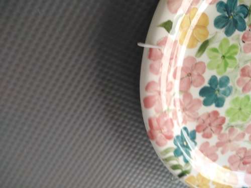 Vintage! Studio Art Pottery - Hand Painted Multicolored Paved Flowers - Decorative Plate - Signed