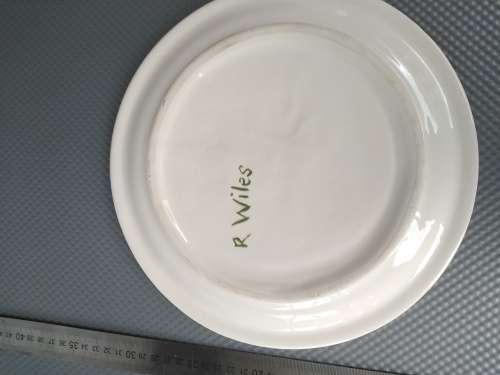 Vintage! Studio Art Pottery - Hand Painted Multicolored Paved Flowers - Decorative Plate - Signed